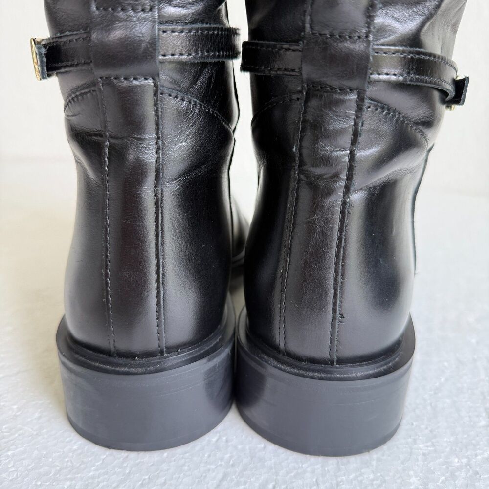 Mango MNG Women's Riding Style Black Leather Buckles Boots Size EU 40 US 9-9.5 - Picture 9 of 14